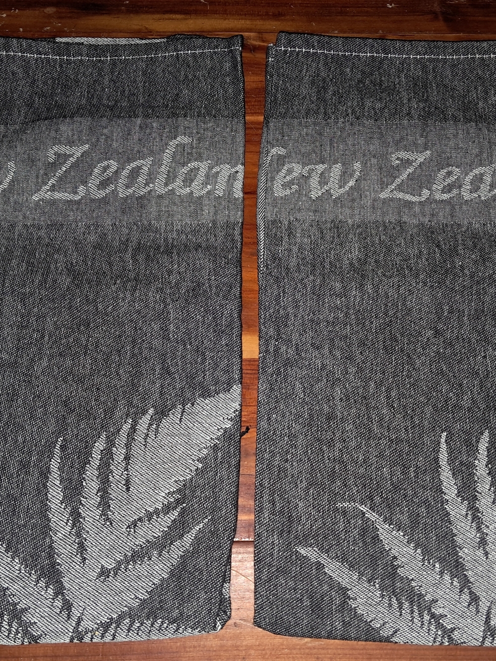 New Zealand Jacquard Fern Tea Towels - Gray and White